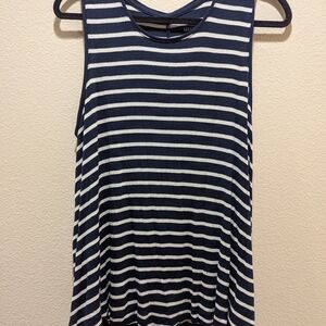 Mudd Navy and White Striped Tank Top